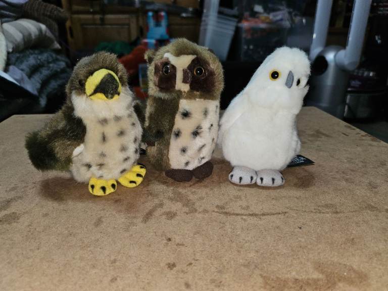 3 bird of prey stuffed toys 