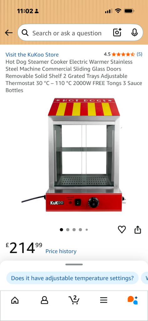 BRAND NEW KuKoo Stainless Steel Hot Dog Steamer & Warmer with Red Trim