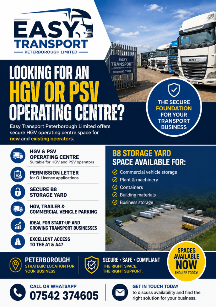 B8 Storage Yard to Rent | HGV & PSV Operating Centre | Peterborough A47