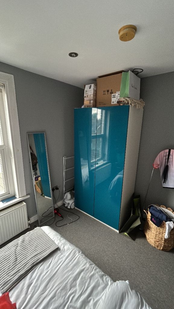 IKEA Pax Wardrobe Blue Doors White Frame – Good Condition - Free