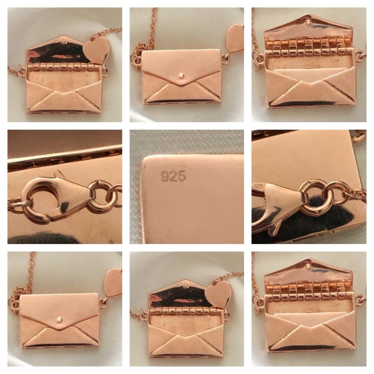 Womans rose Gold Overlay sterling silver 925  Love letter Envelope new 