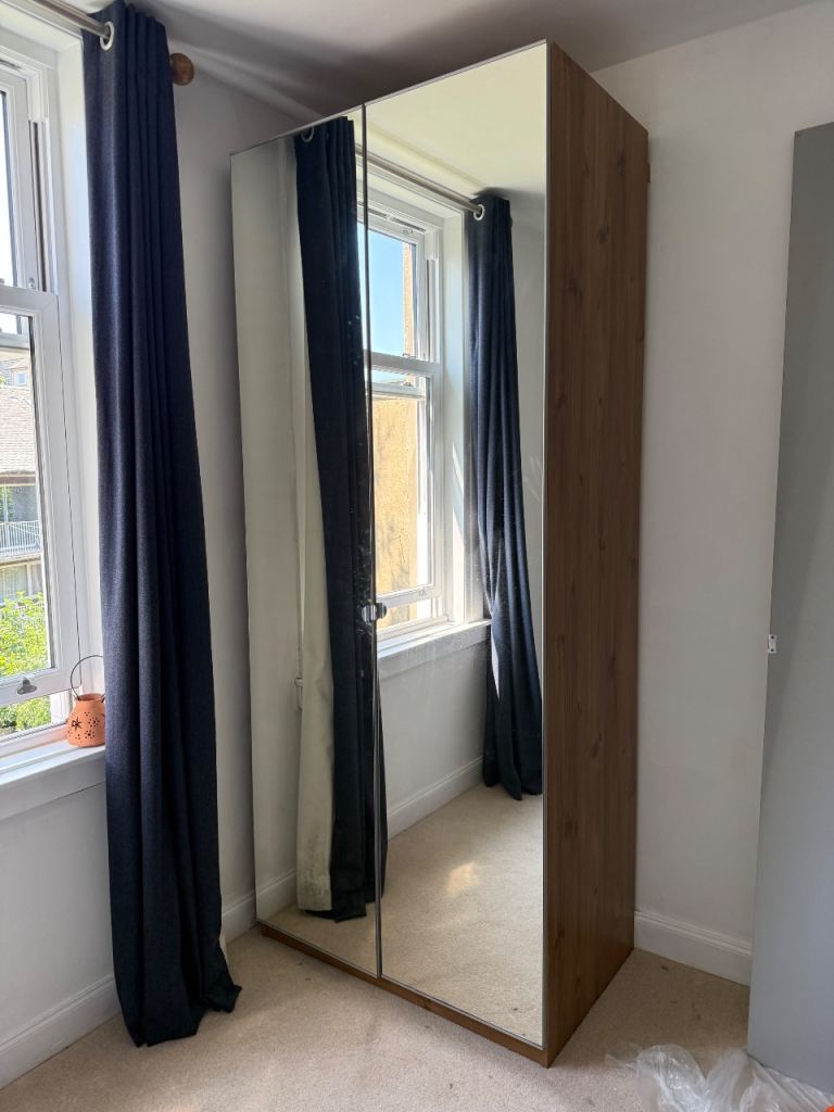 IKEA PAX Double Wardrobe with KOMPLEMENT Interior & Mirrors – Excellent Condition
