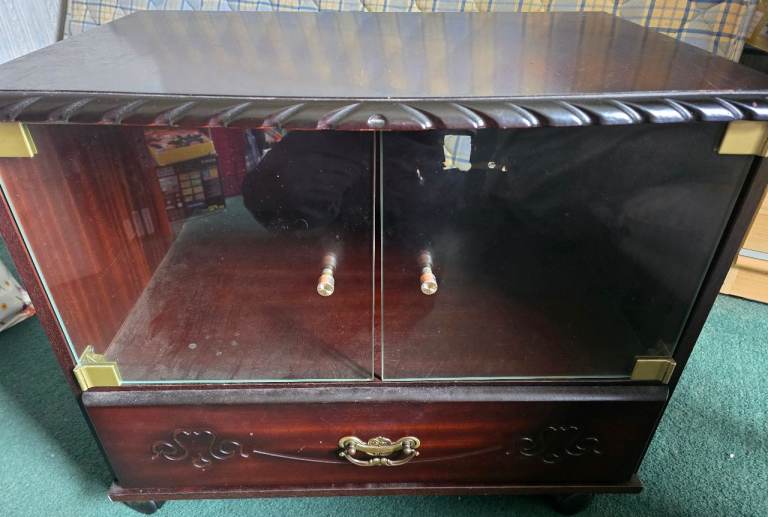 Wooden TV Stand / Cabinet with Glass Doors