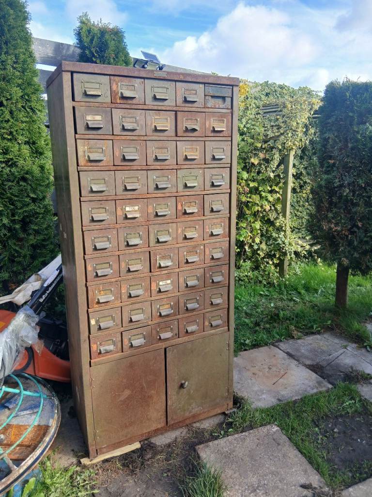Vintage Industrial Metal Storage Cabinet with Drawers, £400.00 for Sale