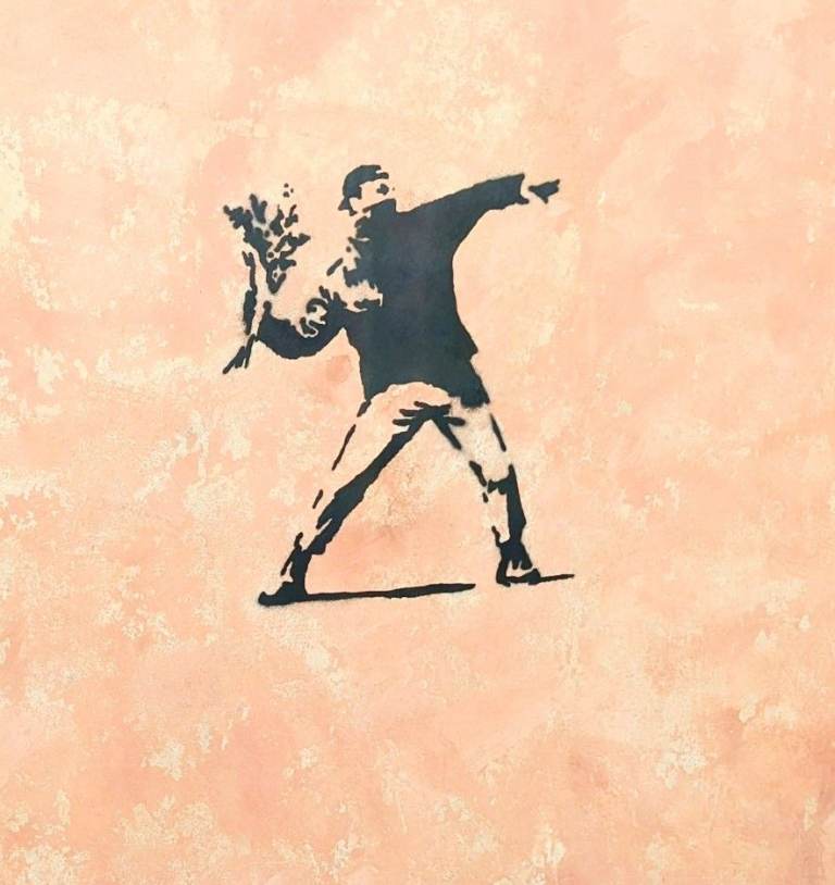Banksy Flower Thrower Style Art Print - Good Condition