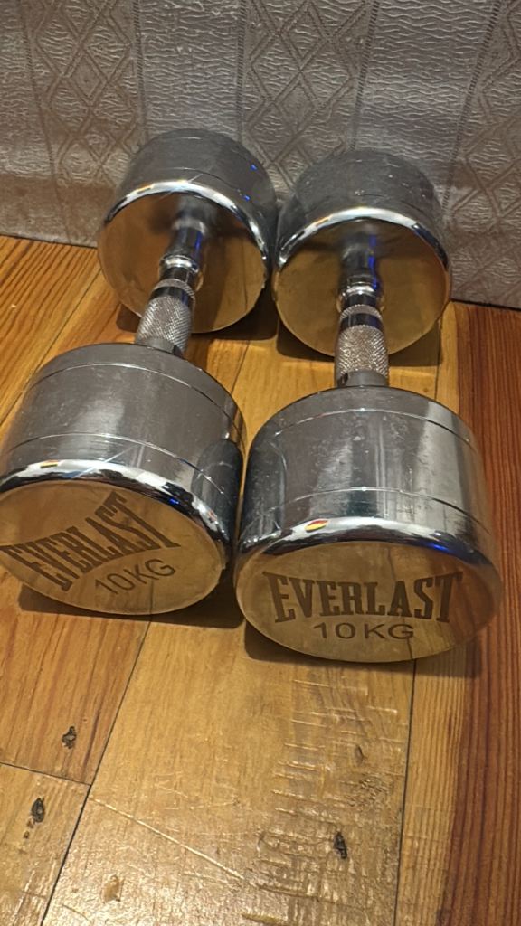 2x 10kg Chrome everlast dumbells