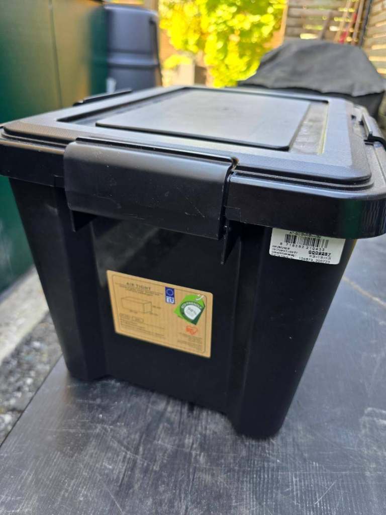 20l Black Heavy-Duty Plastic 'Air Tight' Storage Box with Lid