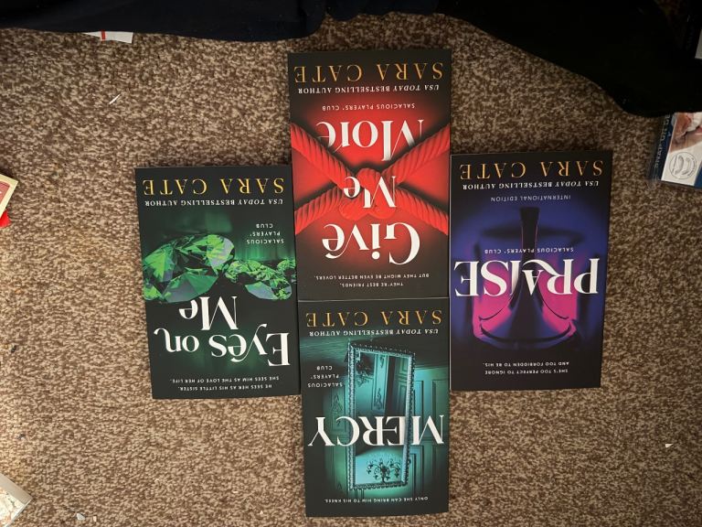 Sara Cate Books – Eyes on Me, Give Me More, Praise, Mercy – Good Condition