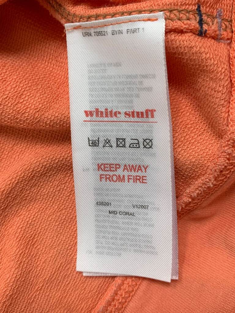 White Stuff Cotton Tunic Shirt Long Sleeve Popover Jersey Top Size 18 Mid Coral