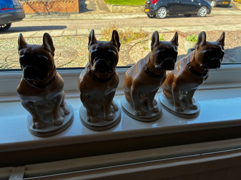 4 Bulldog Mastiff figurines 