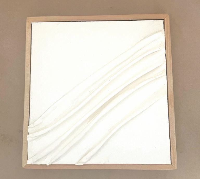 Abstract White Textured Wall Art in Wooden Frame - New