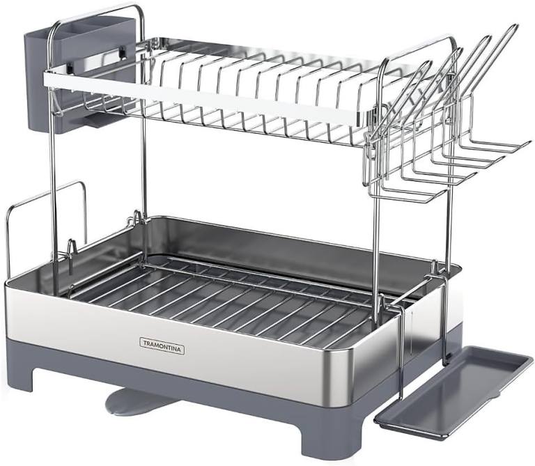 Tramontina Two-Tier Dish Drying Rack - Stainless Steel, Brand New