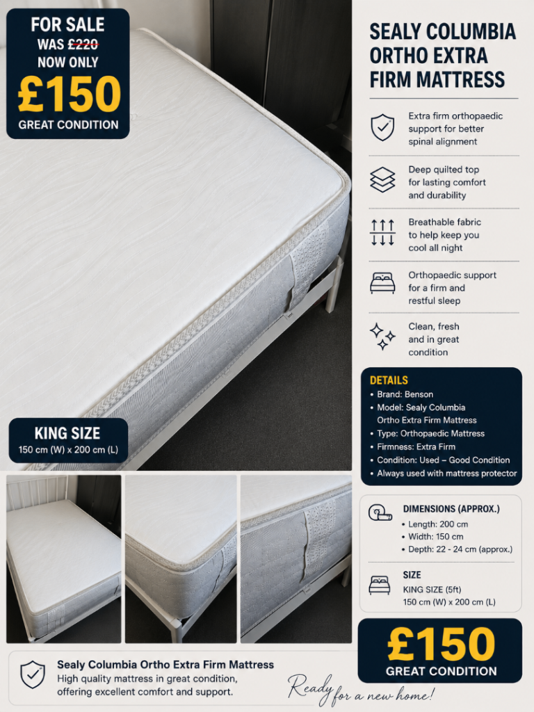 Sealy Columbia Ortho Extra Firm King Size Mattress – Great Condition