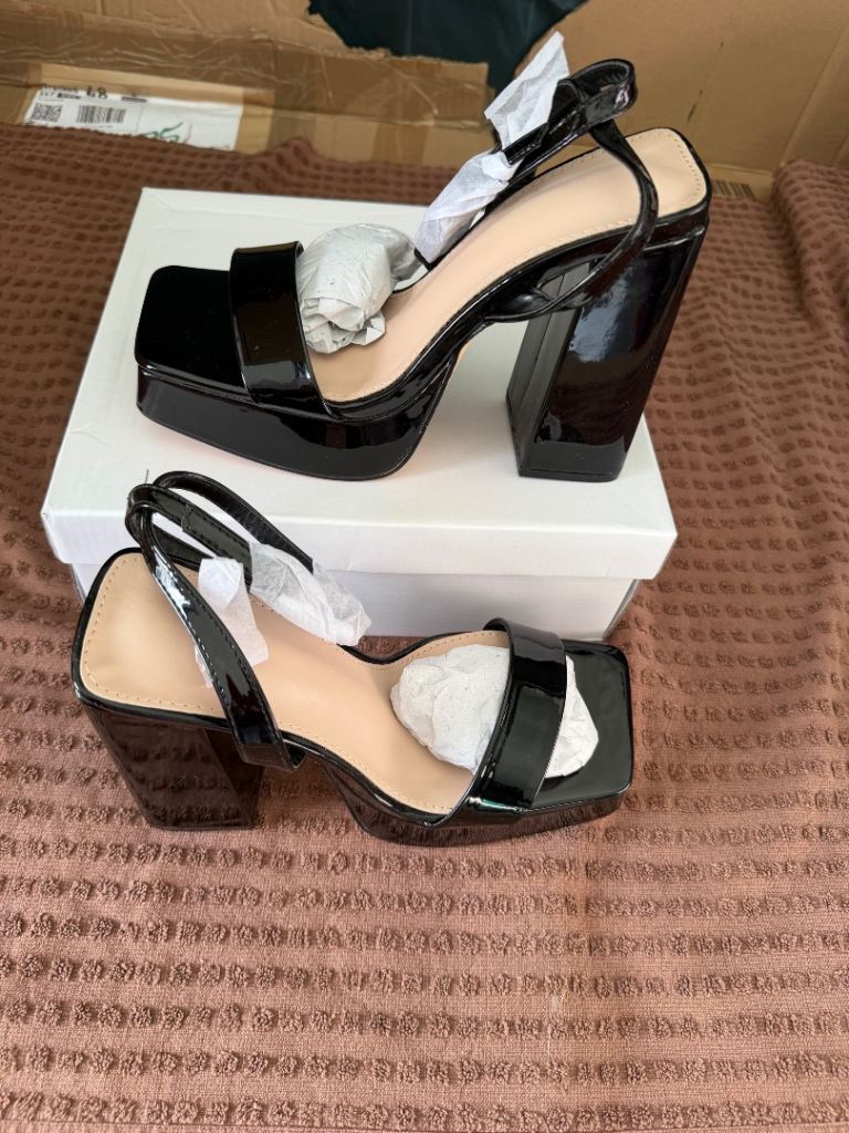 New Black Patent Heels – Size 36