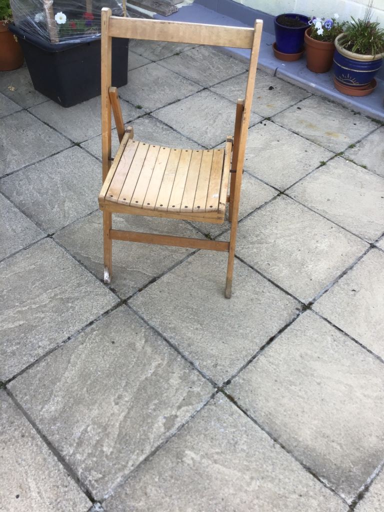 Vintage folding wooden chairs