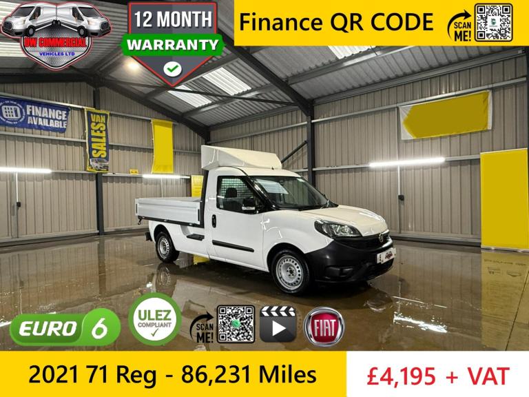 2021 71 Reg FIAT DOBLO 1.6 Multijet 16V Work Up Alloy Dropside + VAT