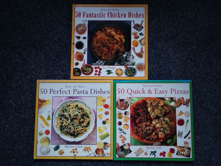 Step by step 50 pizza pasta chicken 3 x cookbooks hardback used
