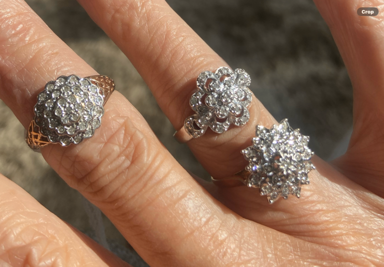 Stunning Vintage Diamond Cluster rings. 9ct Gold see details in listing. Coll/del only