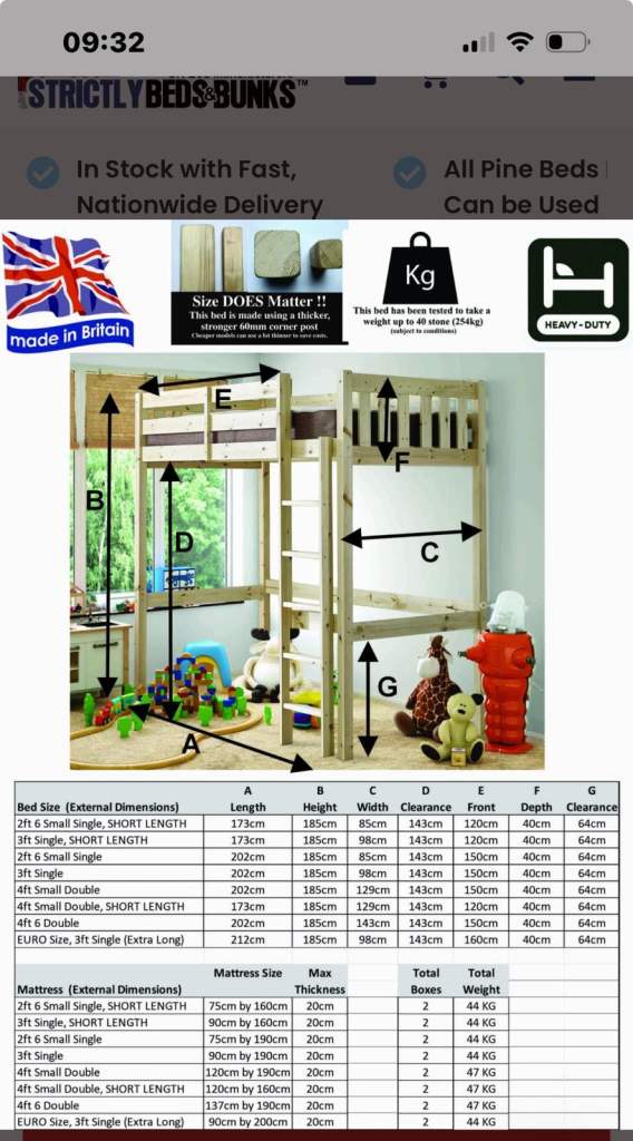 High sleeper bed - solid pine