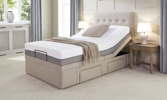 Emerald Motion Divan Adjustable Bed - Small Double (4ft) / Linen Fabric & Standard