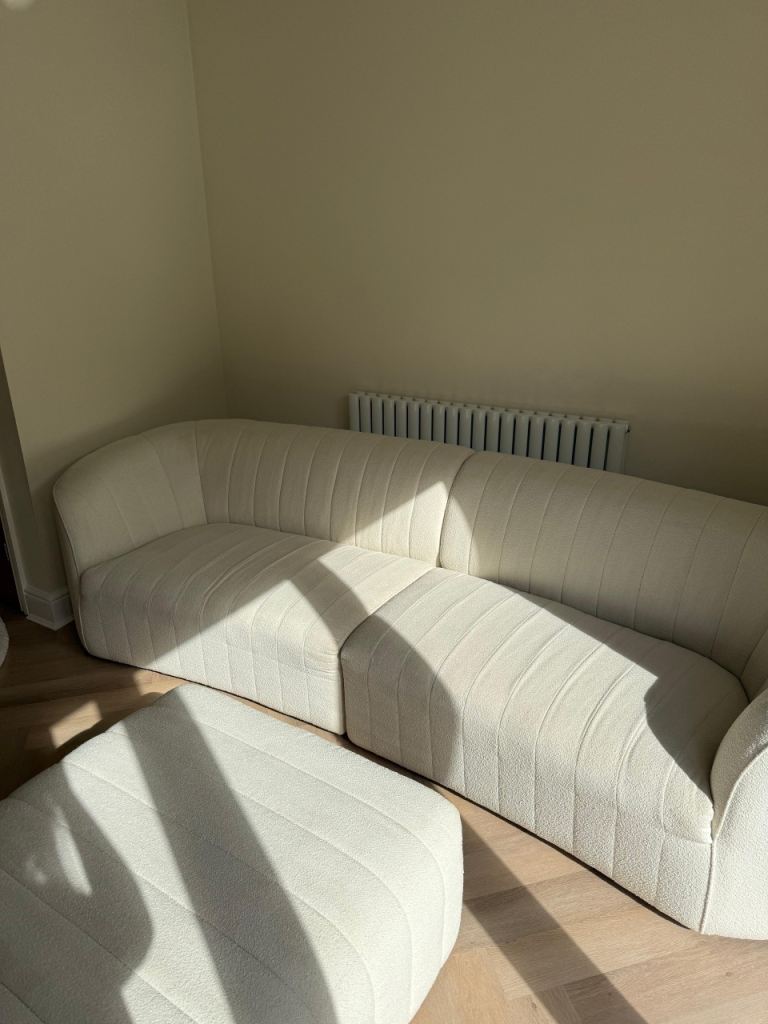 DFS Izzie 4 Seater Sofa and foot stall -  Cream Fabric, Good Condition