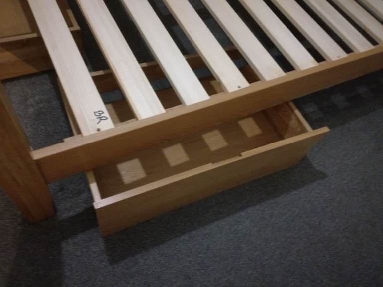 Solid oak bed drawers. x2
