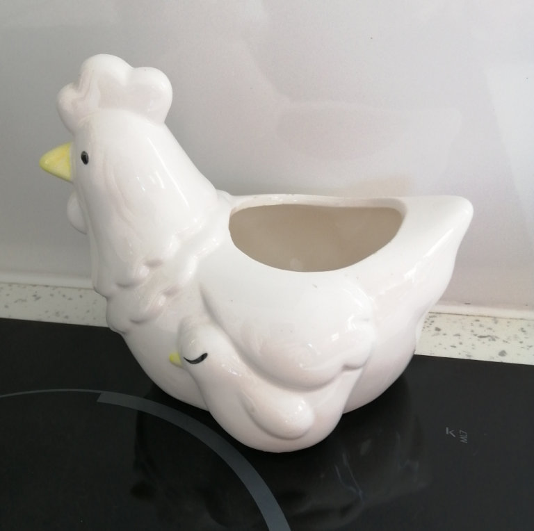 A Hen Shaped T-Light Holder/Herb Pot/Ornament.