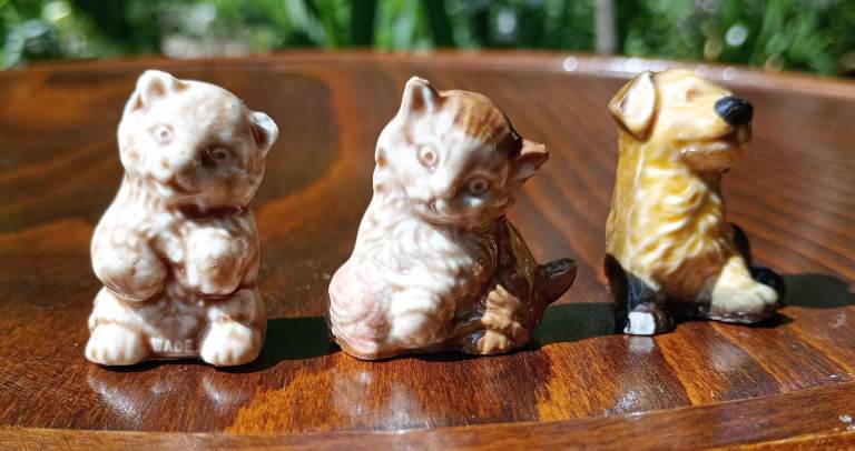 3 Wade Whimsies Bear Cub, Kitten and Dog