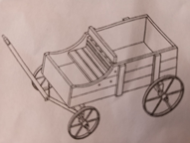Wooden cart on wheels 
