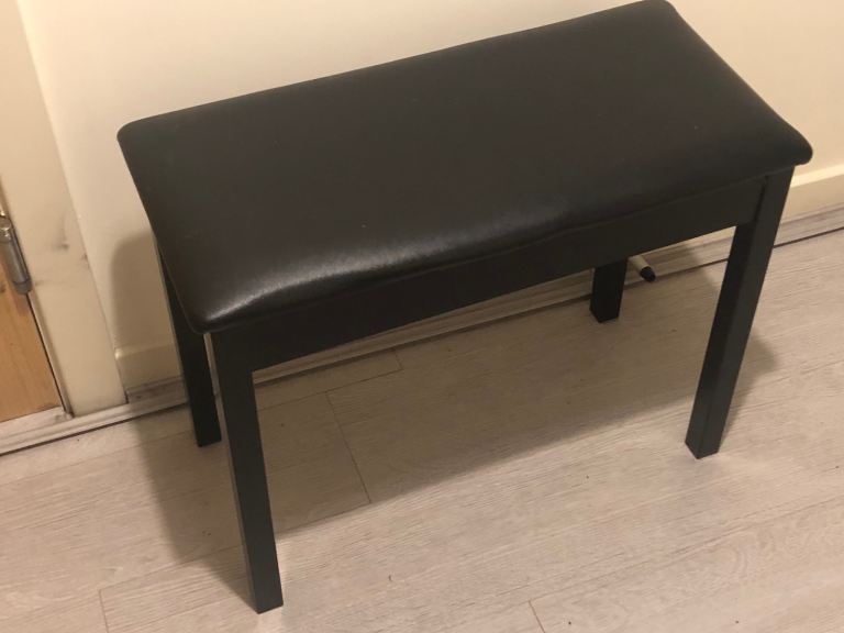 Black Piano Stool with Storage - Good Condition