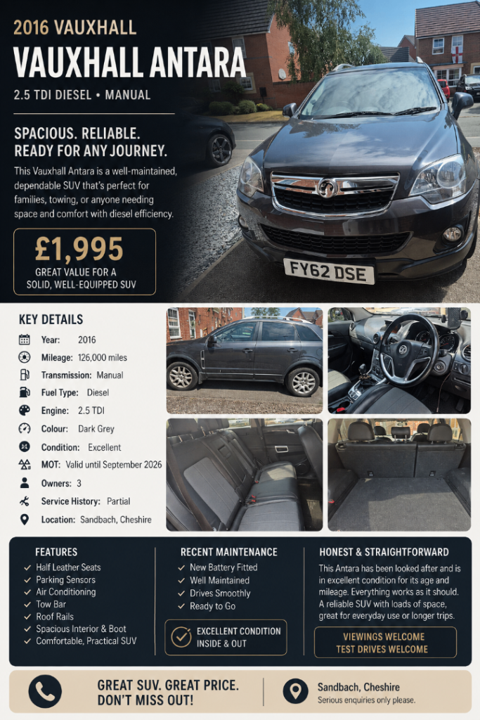 Vauxhall, ANTARA, Hatchback, 2012, Manual, 2231 (cc), 5 doors