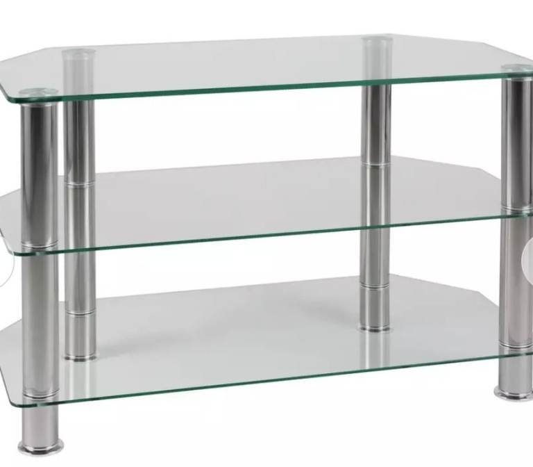 Corner TV Unit - Clear & Chrome