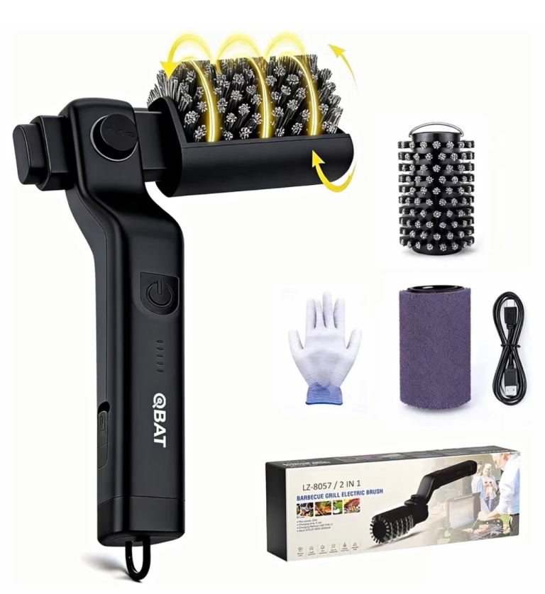Electric BBQ Grill Brush with 2 Heads and USB-C Charging