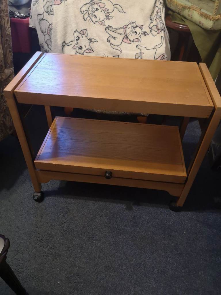 	BEECH METAMORPHIC FOLDING SERVING TROLLEY TABLE