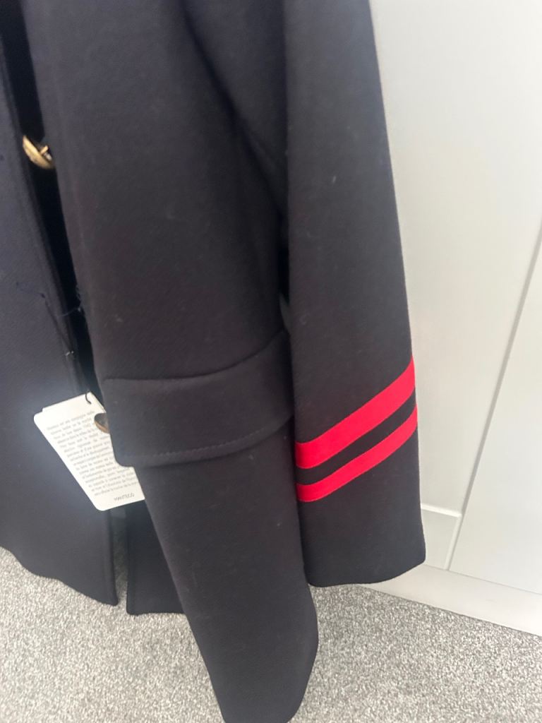 Zara Military Style Overcoat – Navy Blue, Size L, Brand New with Tags