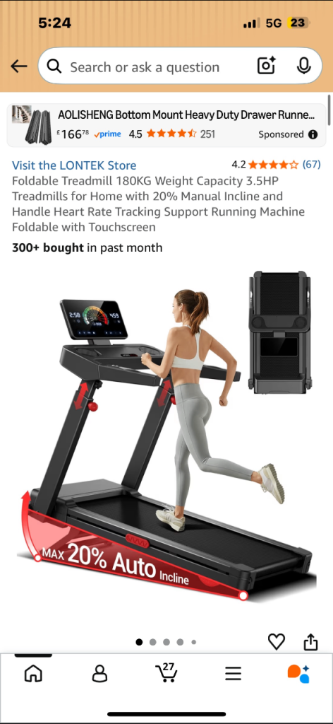 New Foldable Treadmill with Incline and Touchscreen Display