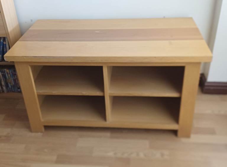 Wooden TV Unit / Coffee Table with Shelves – Good Condition