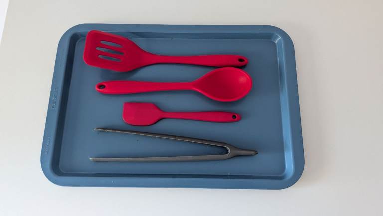 Kitchen utensils and tray