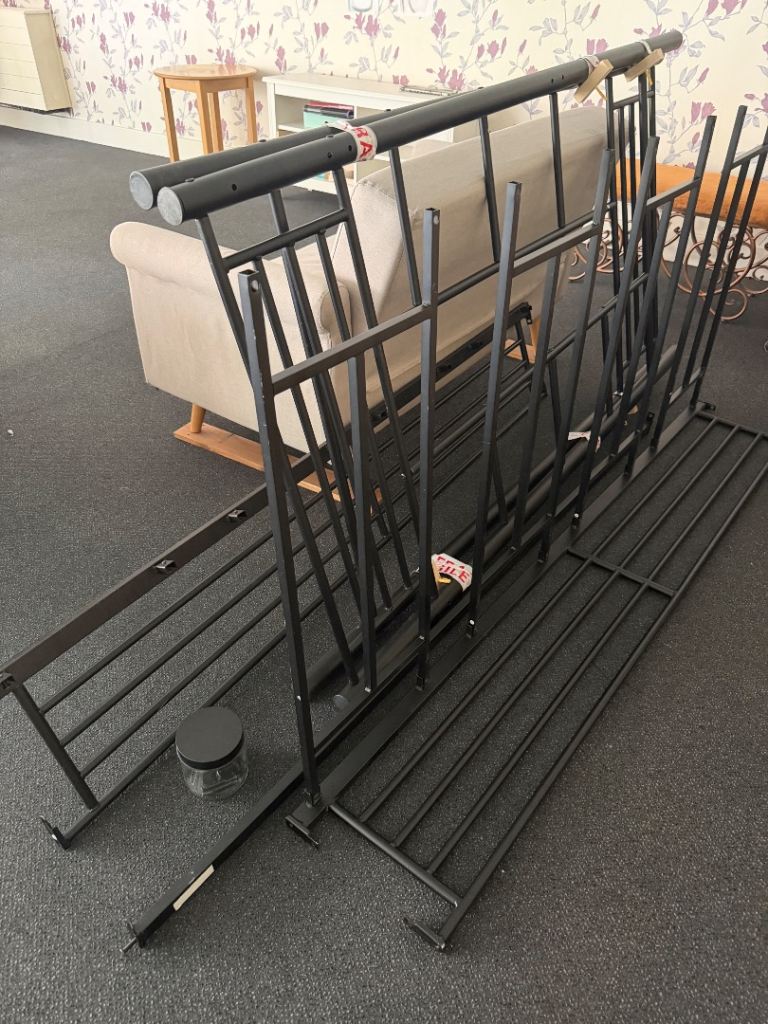 Black metal loft bed frame
