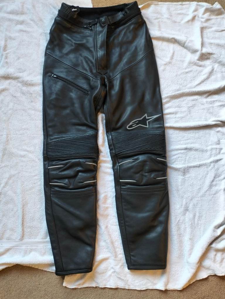 Alpinestars Ladies Leather Motorcycle Trousers EU 40 US 4 26" waist UK 8 Small Waist Inc Knee Armour