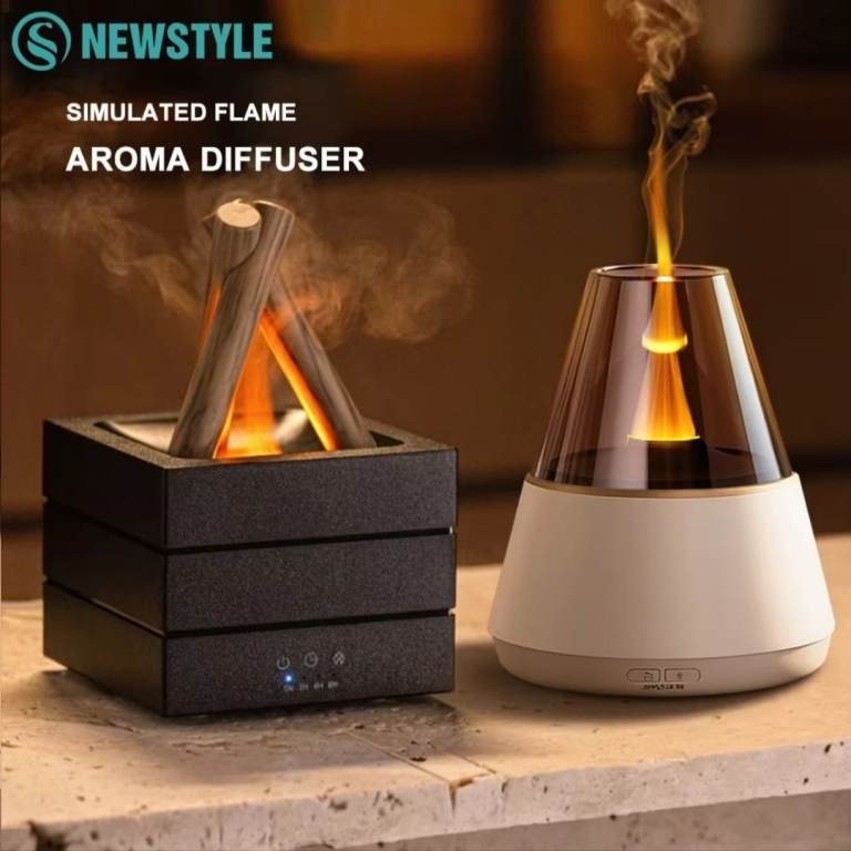 NEWSTYLE Simulated Flame Aroma Diffuser Bonfire Air Humidifier Ultrasonic Essential Oil Lamp