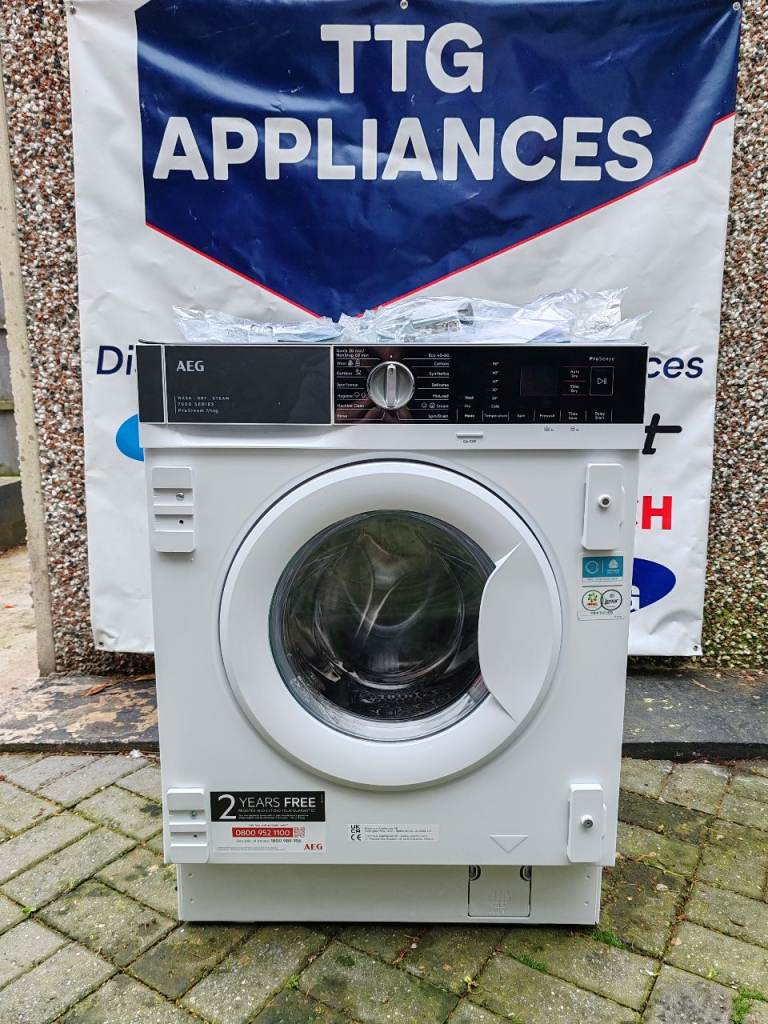 New AEG L7WE74634BI Integrated 7/4kg 1600rpm ProSteam Washer Dryer in White RRP £799