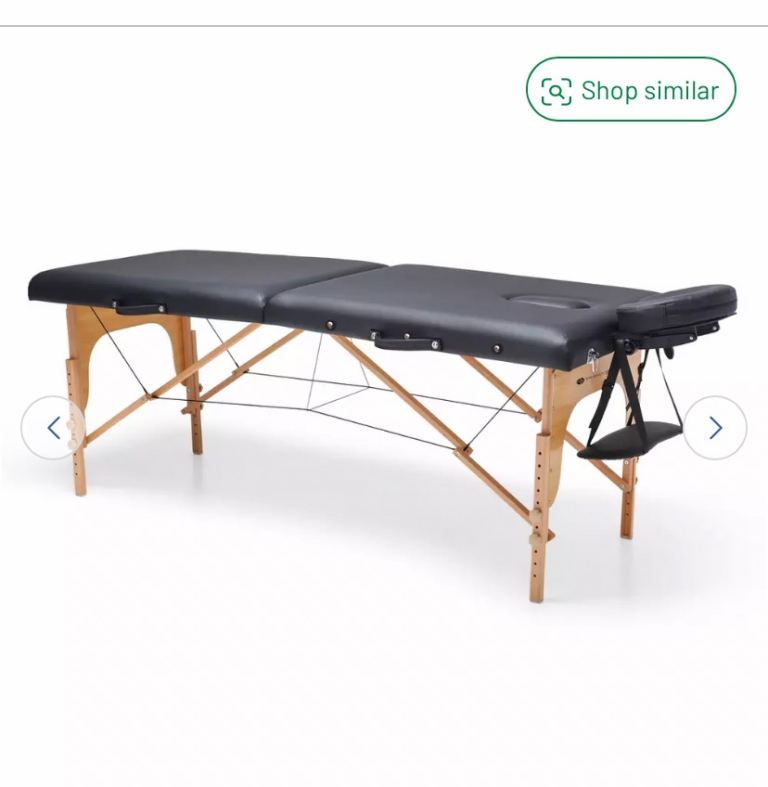 Portable Massage Table - Black, Adjustable Height