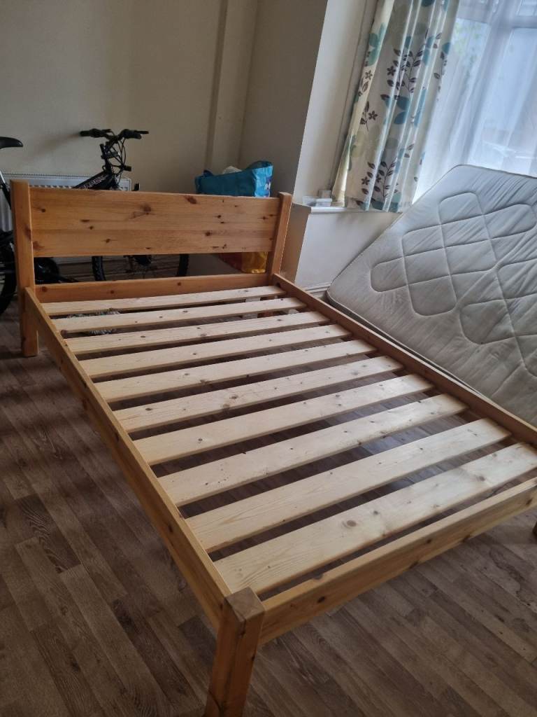 King size Pine Bed Frame with mattress – Good Condition