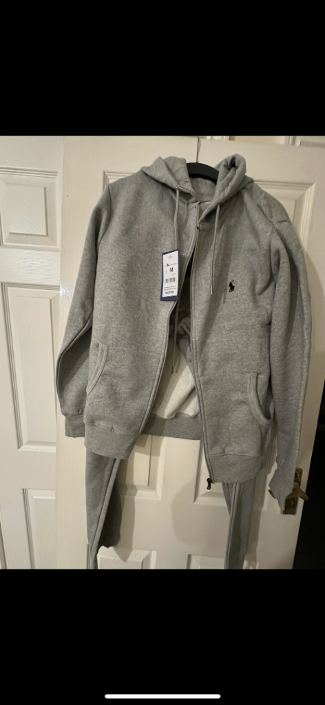 Polo Ralph Lauren Grey Hoodie & Joggers Tracksuit - Brand New, Size M