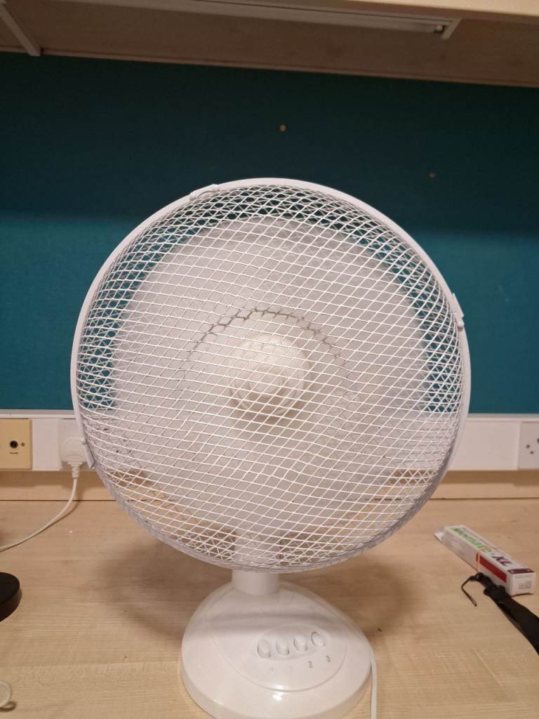 Russell Hobbs 12" White Desk Fan – Good Condition