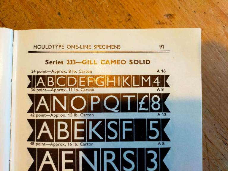 Adana ~ Letterpress ~ Printing  * 30pt GILL CAMEO SOLID *   QUITE A RARE QUALITY FONT