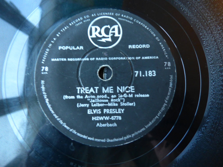 Elvis Presley 78 rpm  Treat Me Nice - Jailhouse Rock, on South African 78 rpm