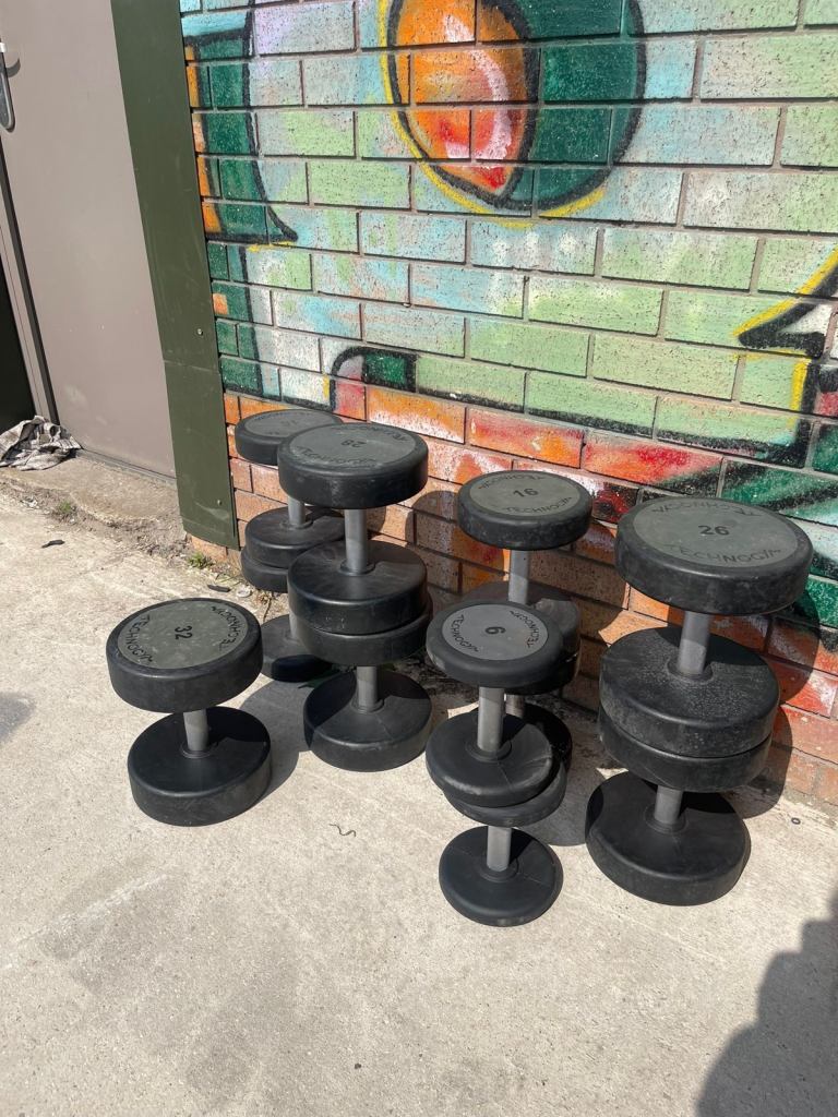 image for Technogym Urethane Dumbbells Set   With Rack / Individual   Price £3 a kg  Available  4-48kgs 