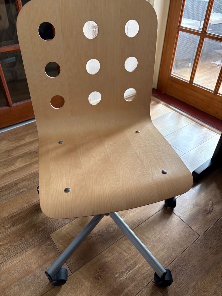 Wooden Desk Chair with Castors – Good Condition